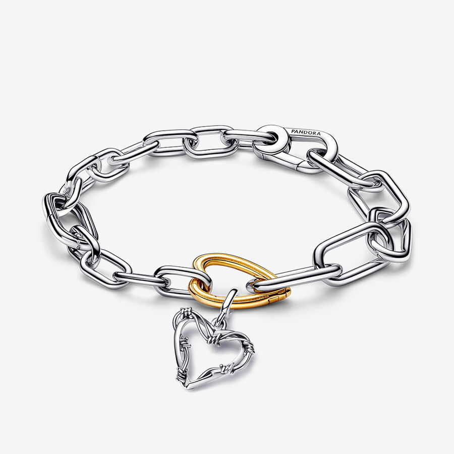 Bracelet Composé Coeur Bicolore et Cœur Fil de Fer Pandora ME image number 0